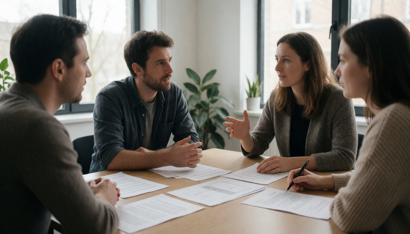 Business owners reviewing their marketing