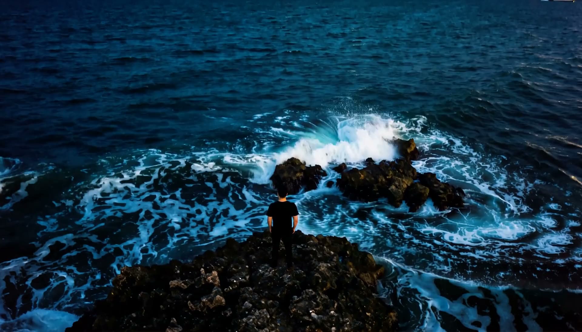 Still from the Avi H site hero film: the Tel Aviv coast at night