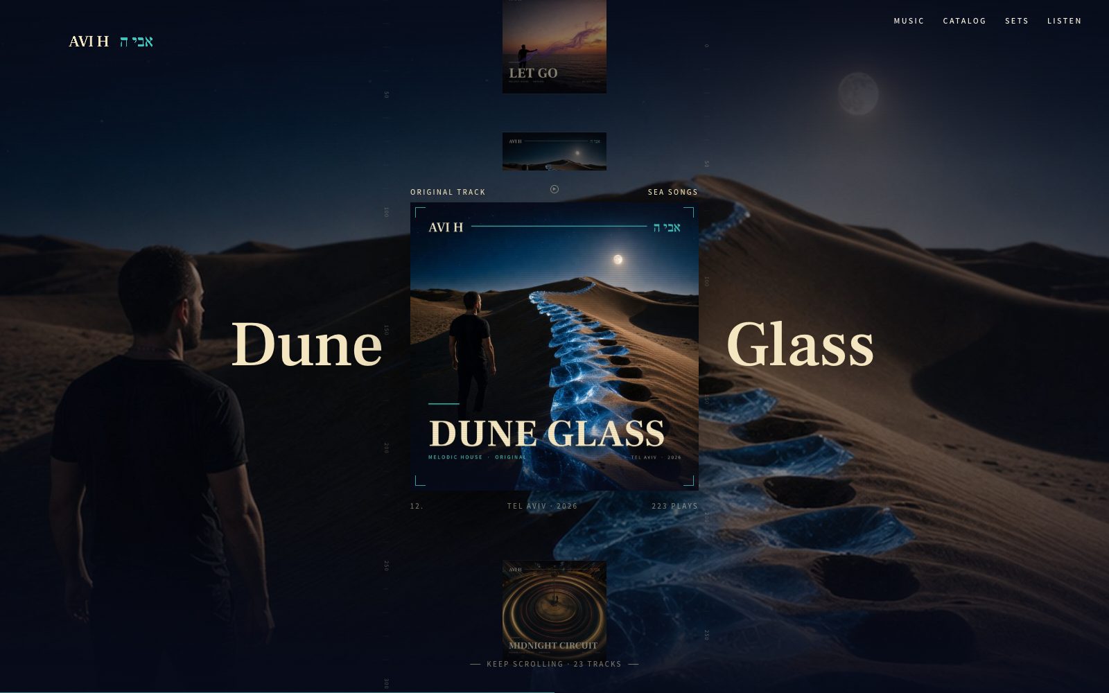 The track reel on the Avi H site: Dune Glass with its desert scene behind it