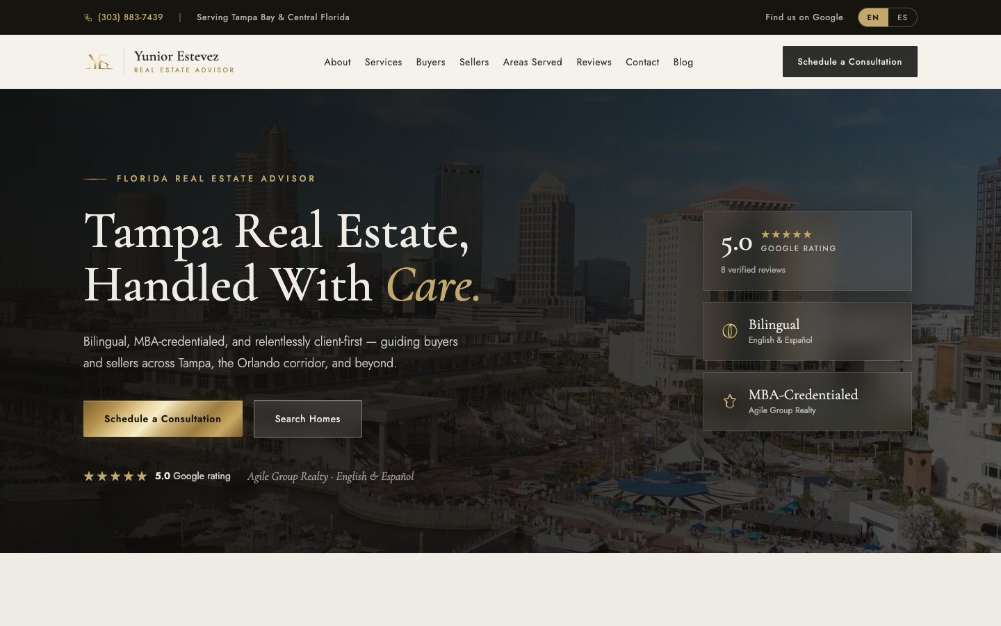 estevezrealtor.com homepage, built by MBC Group